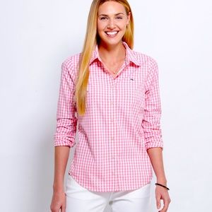 Vineyard Vines Pink Gingham Button Up